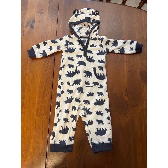 Carter's Other - Carters 12 Months One Piece Hooded Fleece Outfit Jumpsuit White Navy Bears